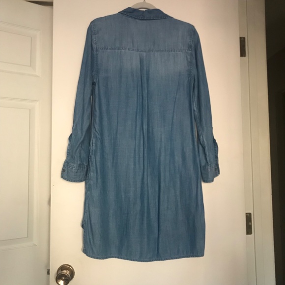 Allison Joy Evereve Dress Small S Tencel Denim Shirt Chambray roll up sleeves - Picture 3 of 7